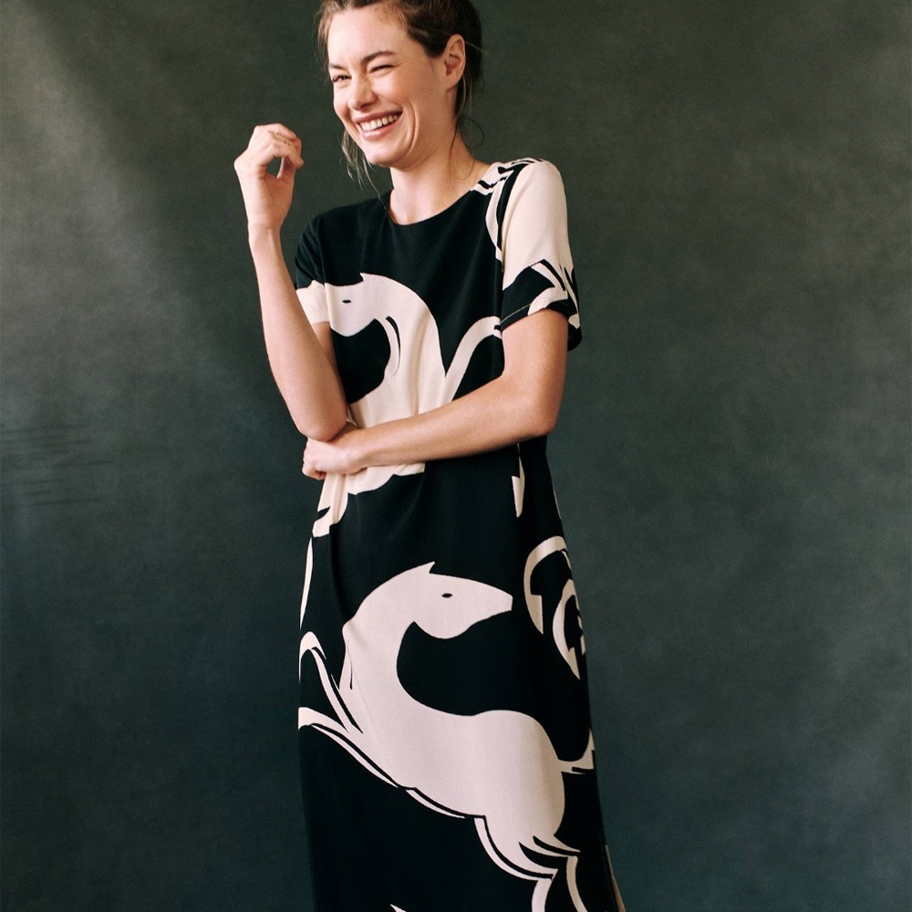 NWT Anthropologie COREY LYNN CALTER Caballos Horse Midi Dress Size S
